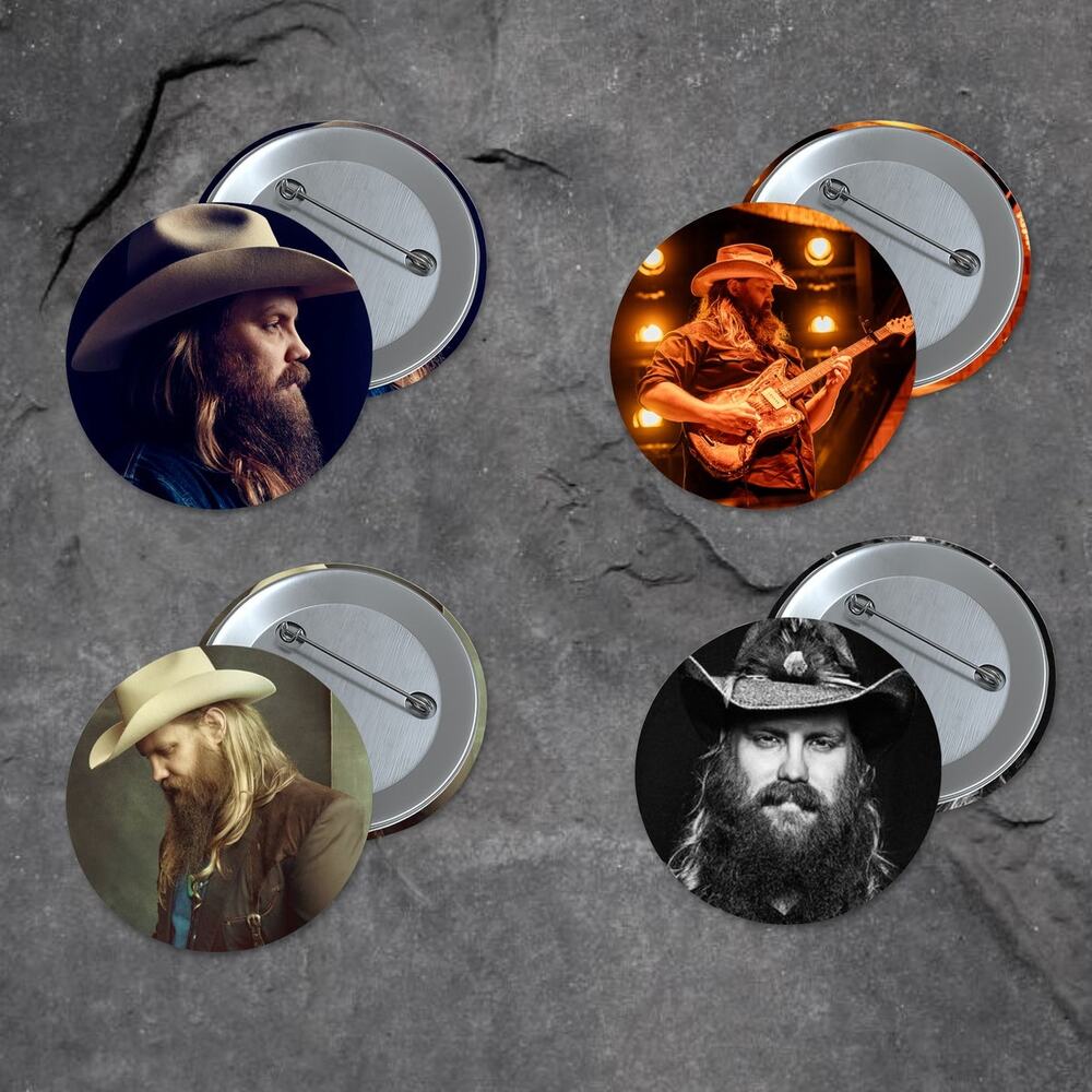 Chris Stapleton 1.5 inch Pinback Button 4 Pack Country Music Stocking Stuffer